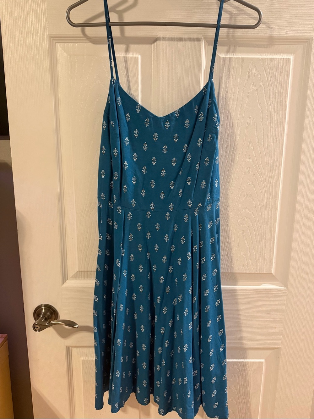 Old Navy Teal Blue Spaghetti Strap Dress with White Floral Accents - Picture 1 of 3